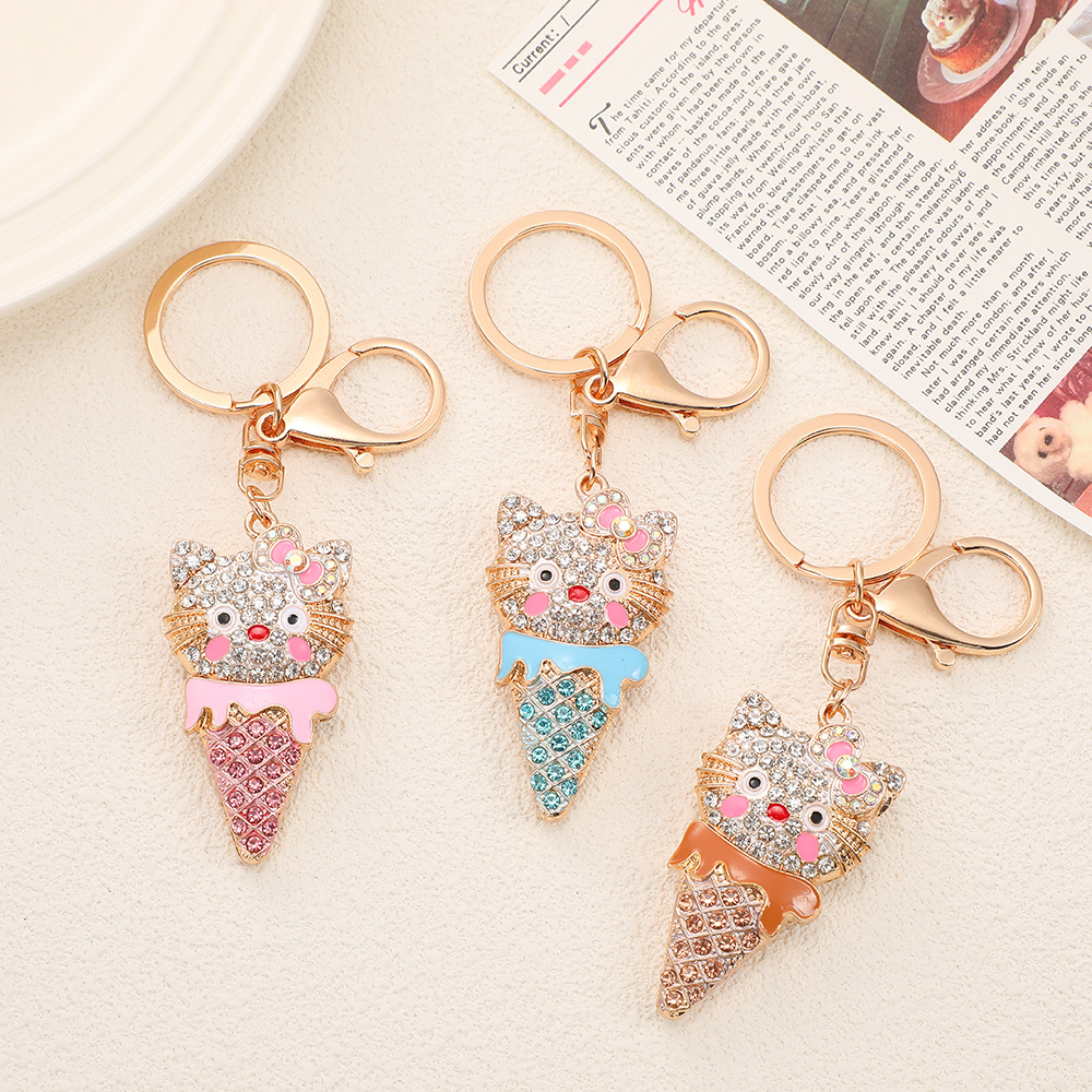 Rhinestone Icecream Cat Keychain Keyring Netby