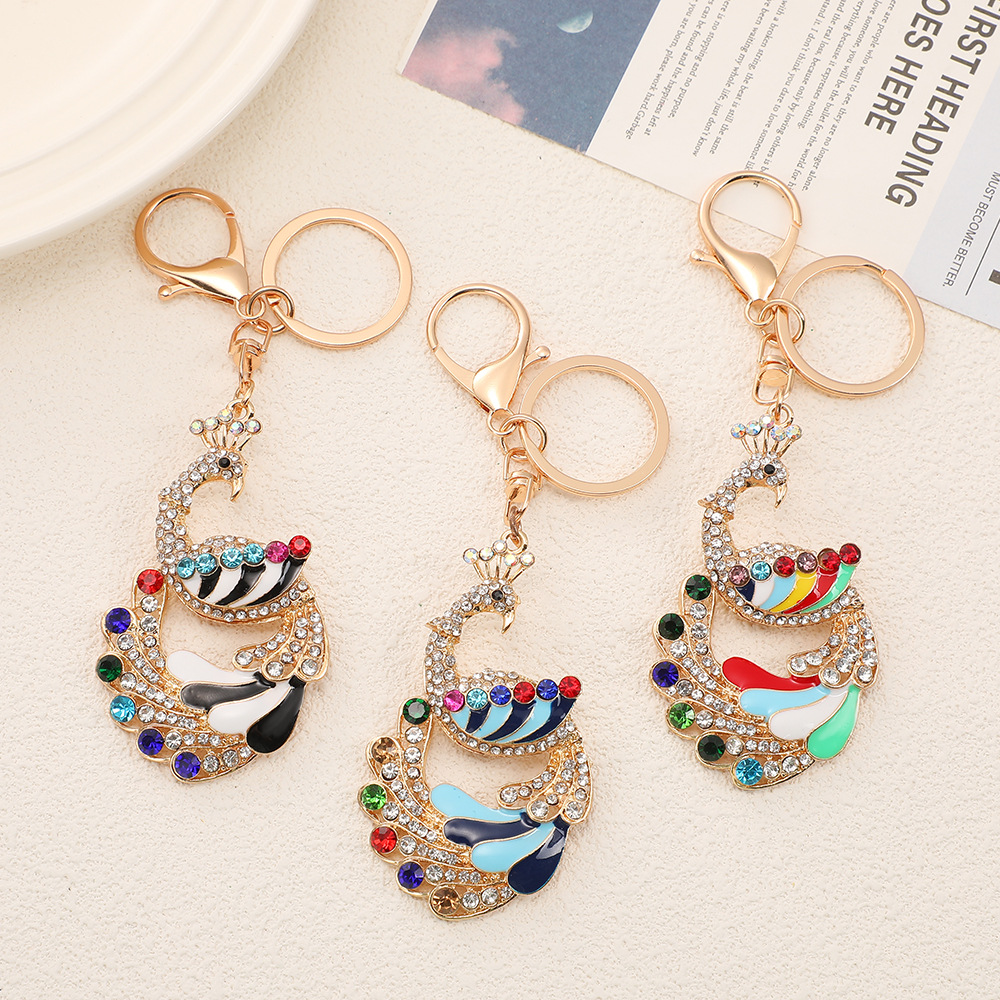 Rhinestone Peacock Keychain Keyring Netby