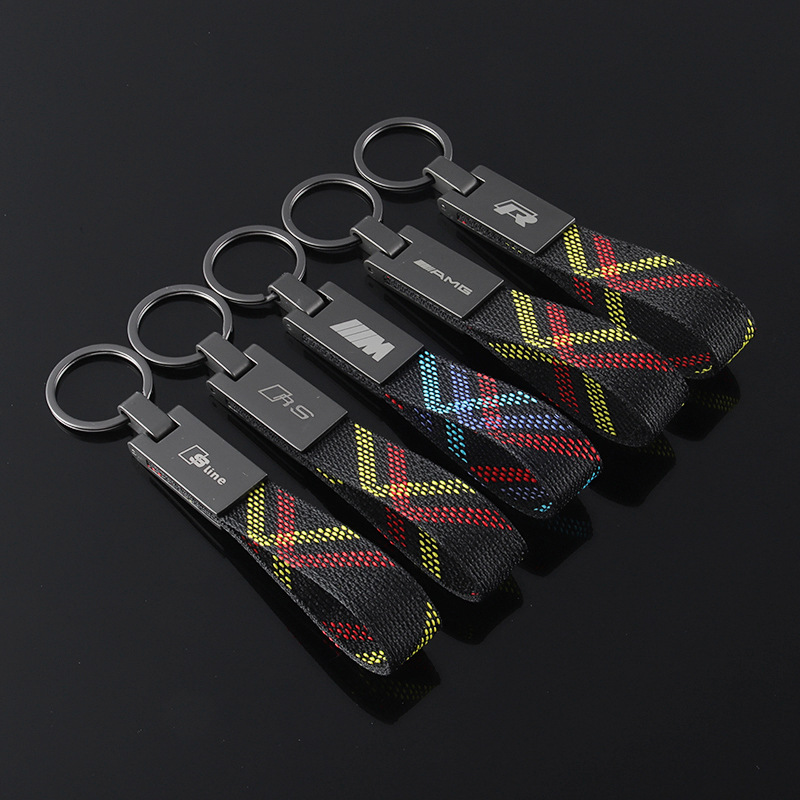 Knitting Car Logo Keychain Keyring Keyfob for Audi Sline RS Benz AMG BMW M Volkswagen VW R RLINE Netby