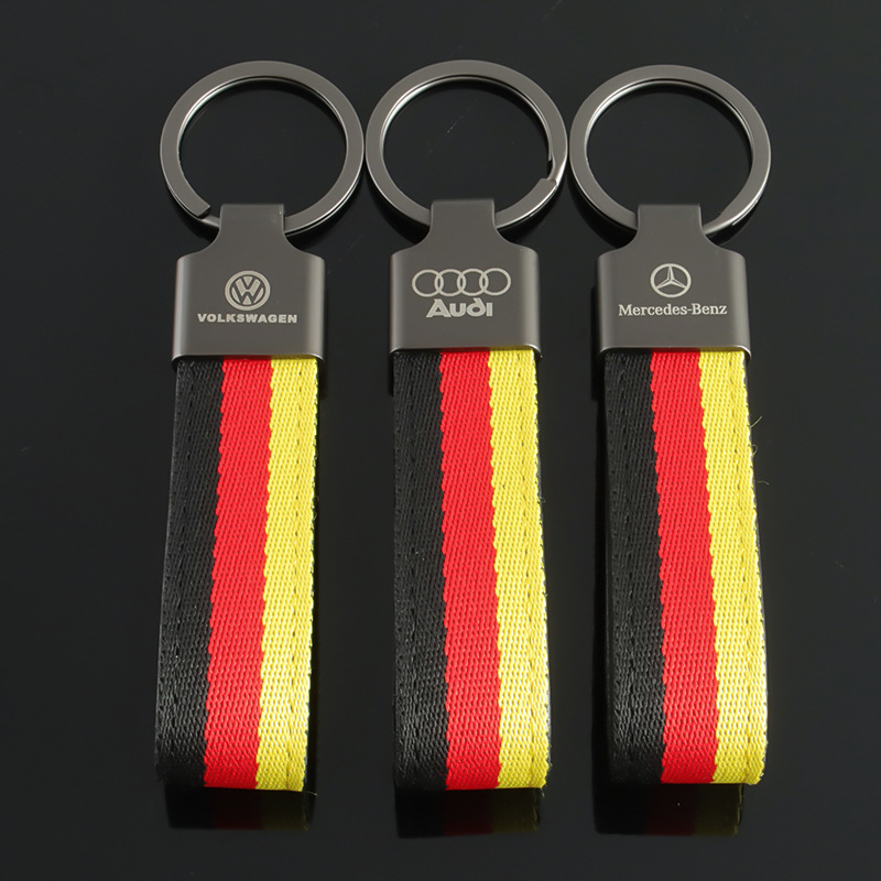 3 Strip Car Logo Keychain Keyring Keyfob for Audi Benz Volkswagen VW Germany National Flag Netby