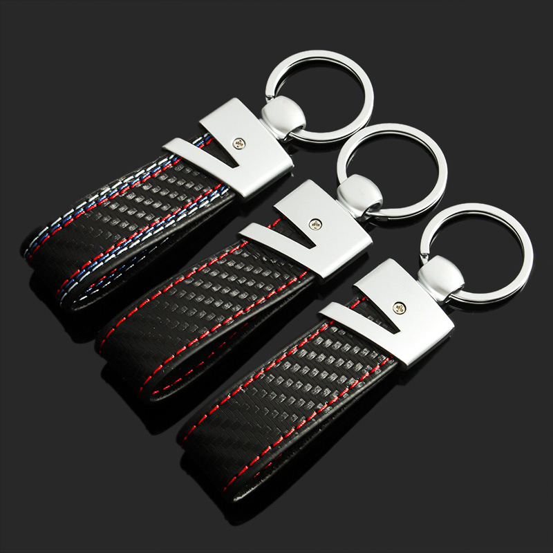 Carbon Fiber Style Car Logo Keychain Keyring Keyfob for BMW M Benz AMG Audi Sline Netby