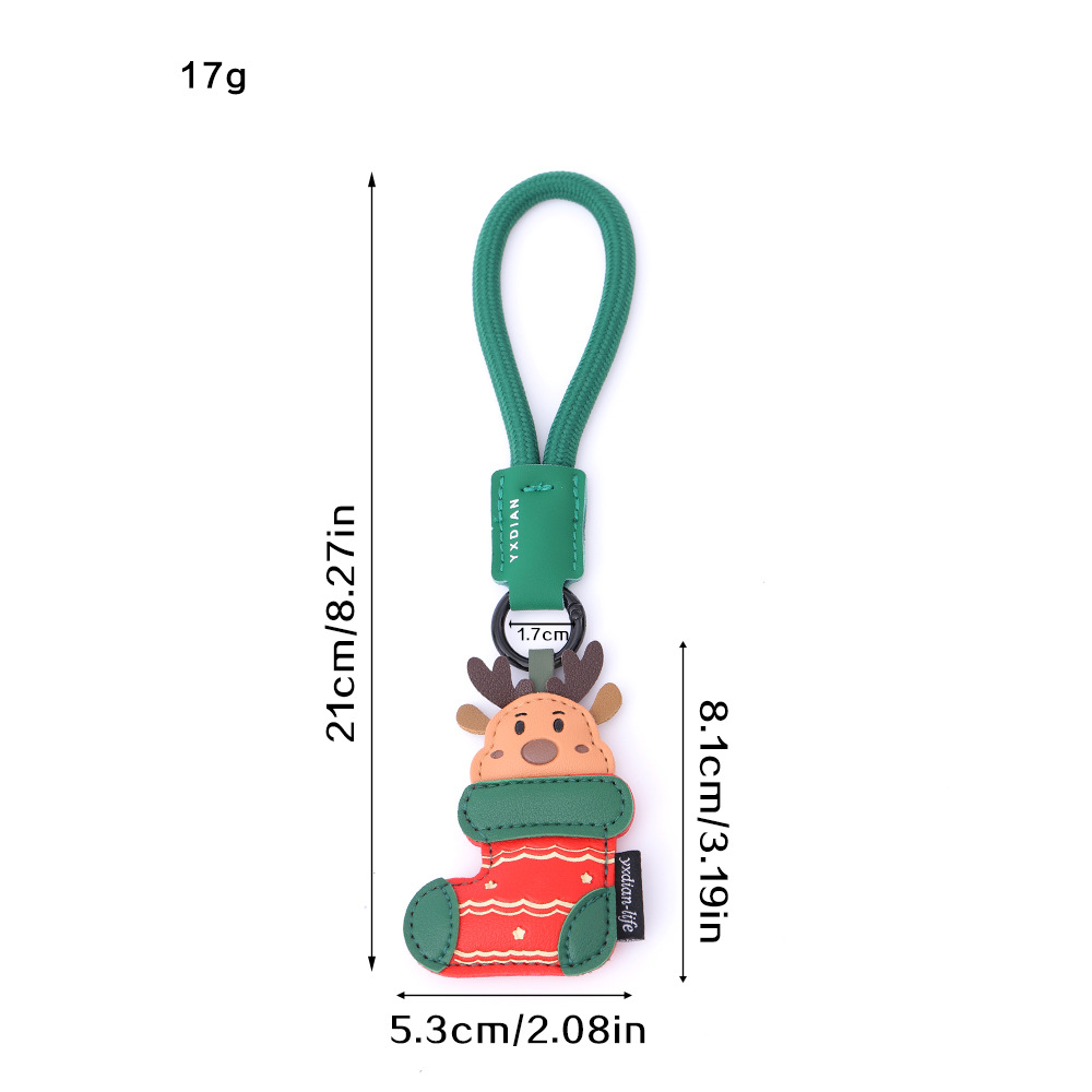 Leather Santa Claus Festival Christmas Keychain Keyring Netby