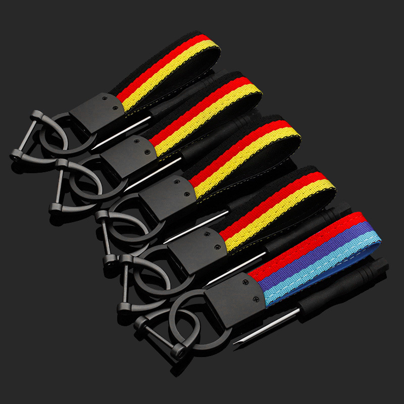 3 Strip Leather Car Logo Keychain Keyring Keyfob for Audi Sline RS Benz AMG BMW M Volkswagen VW R RLINE Netby