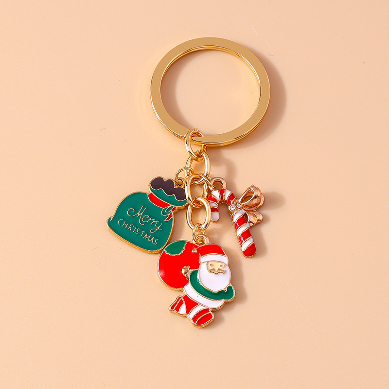 Festival Santa Clasu Tree Gift Box Christmas Keychain Keyring Netby