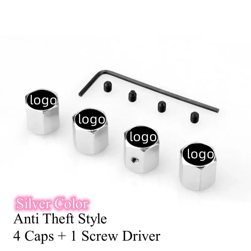 Metal Car Wheel Tire Valve Cap Anti Dust Theft With Logo Silver Color Netby