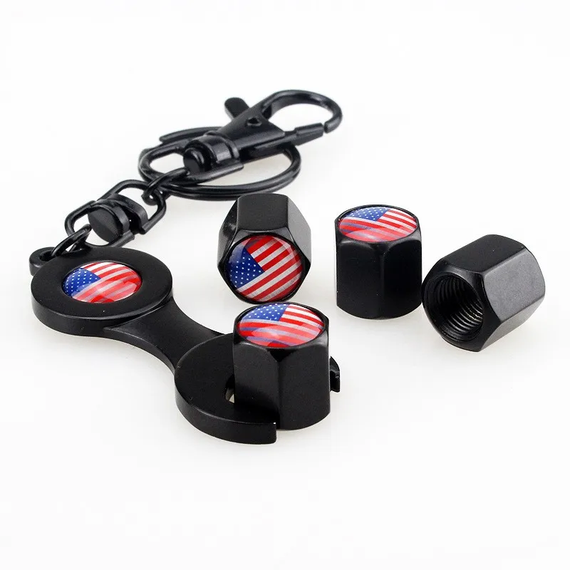 Metal Car Wheel Tire Valve Cap Anti Dust Spanner Wrench With Logo Black Color Netby