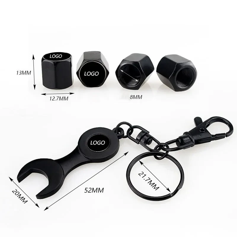 Metal Car Wheel Tire Valve Cap Anti Dust Spanner Wrench With Logo Black Color Netby
