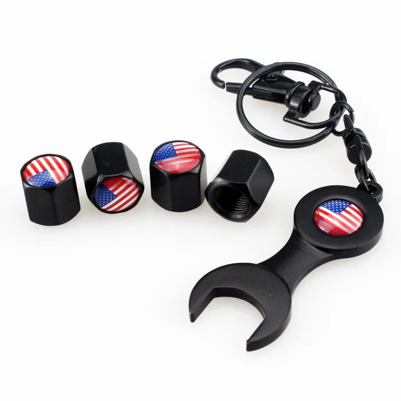 Metal Car Wheel Tire Valve Cap Anti Dust Spanner Wrench With Logo Black Color Netby