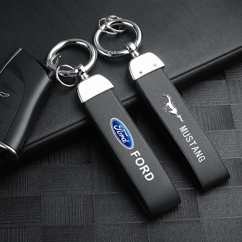 Leather Belt Car Logo Keychain Keyring Keyfob for Ford Mustang Netby