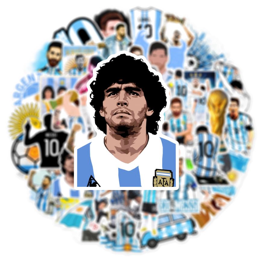 50pcs/pack Messi Maradona Argentina Football Team Soccer World Cup Waterproof Sticker Netby