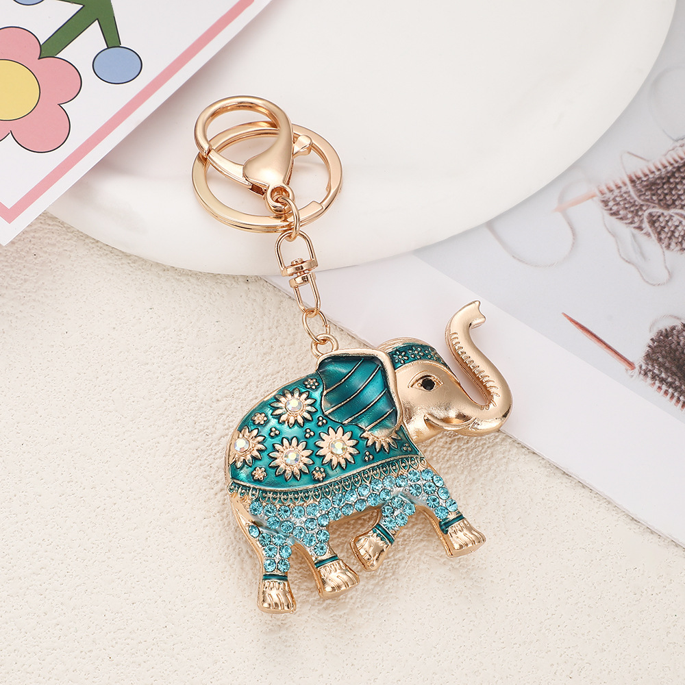 Rhinestone Elephant Good Keychain Keyring Netby