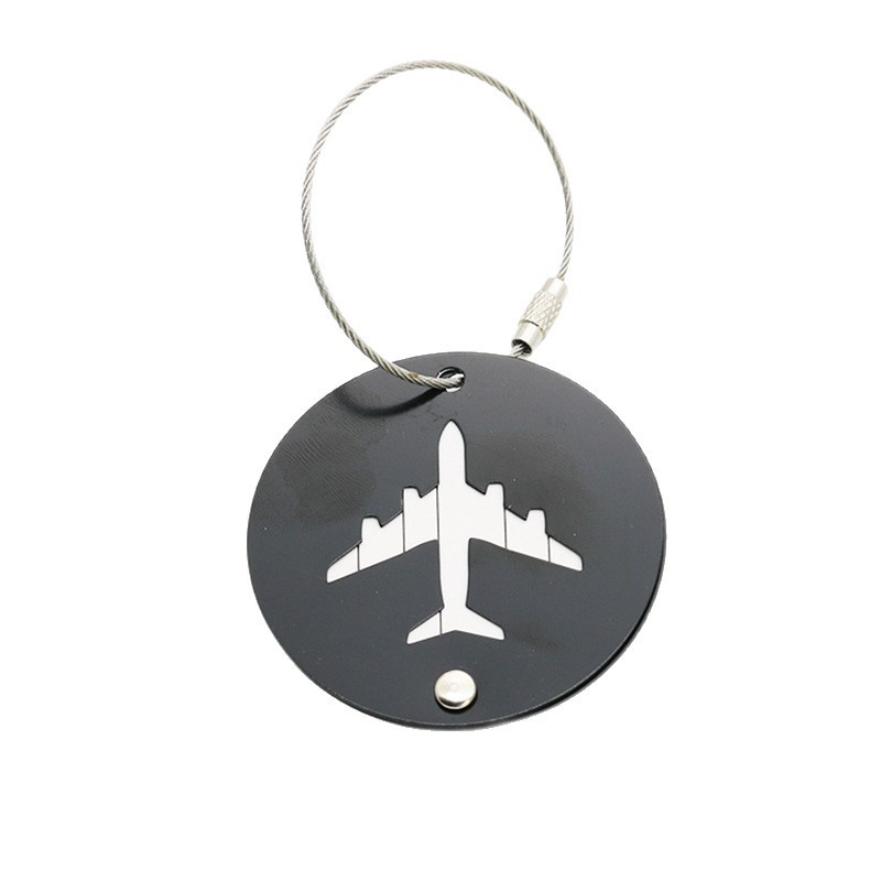 Wholesale 100 Pieces Aluminum Alloy Aircraft Boarding Passes Anti Lost Travel Backpack Luggage Tag With Key Rope Keychain Keyring Netby