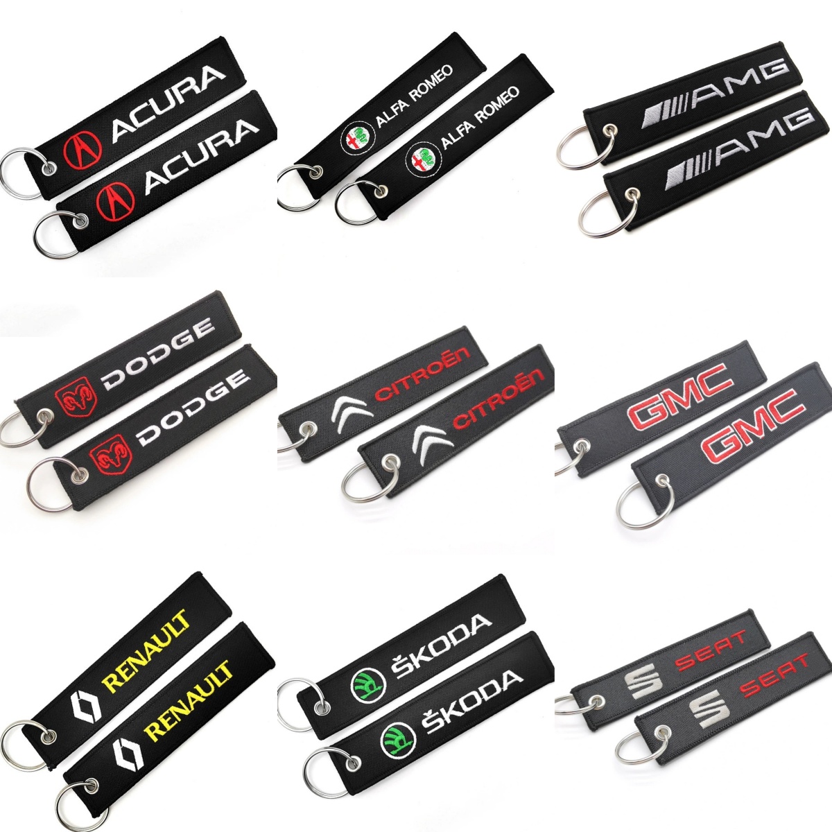 Mercedes Benz AMG BMW CADILLAC PORSCHE FERRARI AUDI ALFA ROMEO DODGE FIAT SKODA VW Cloth Keychain Logo Keyring Keyfob Netby