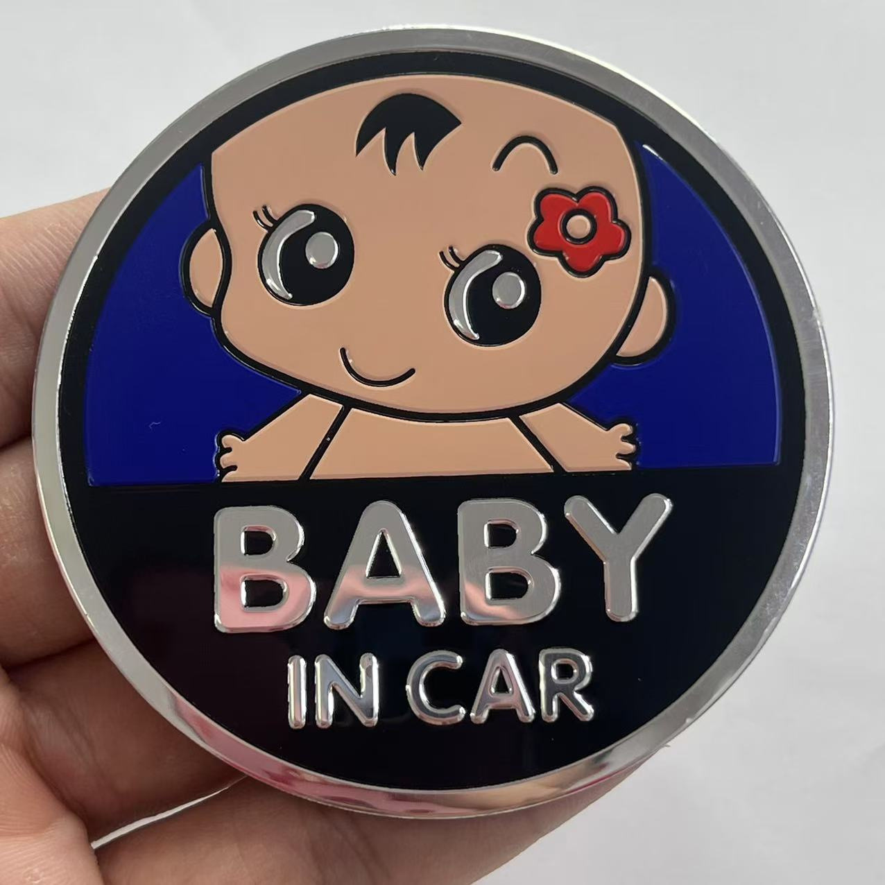 Metal BABY IN CAR Sticker Netby