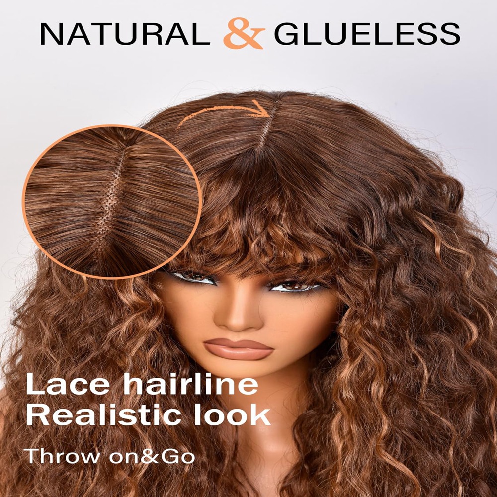 High Temperature Afro Curly Curly Synthetic Fiber lACE Wig for Women Breathable Netby