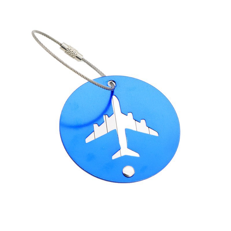 Wholesale 100 Pieces Aluminum Alloy Aircraft Boarding Passes Anti Lost Travel Backpack Luggage Tag With Key Rope Keychain Keyring Netby