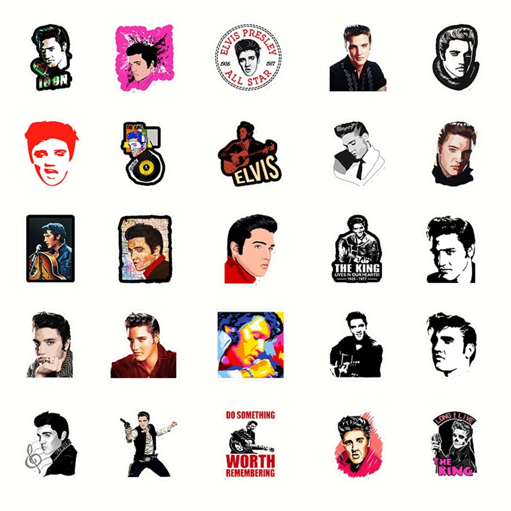 51pcs/pack Elvis Aaron Presley The King of Rock and Roll Waterproof Sticker Netby