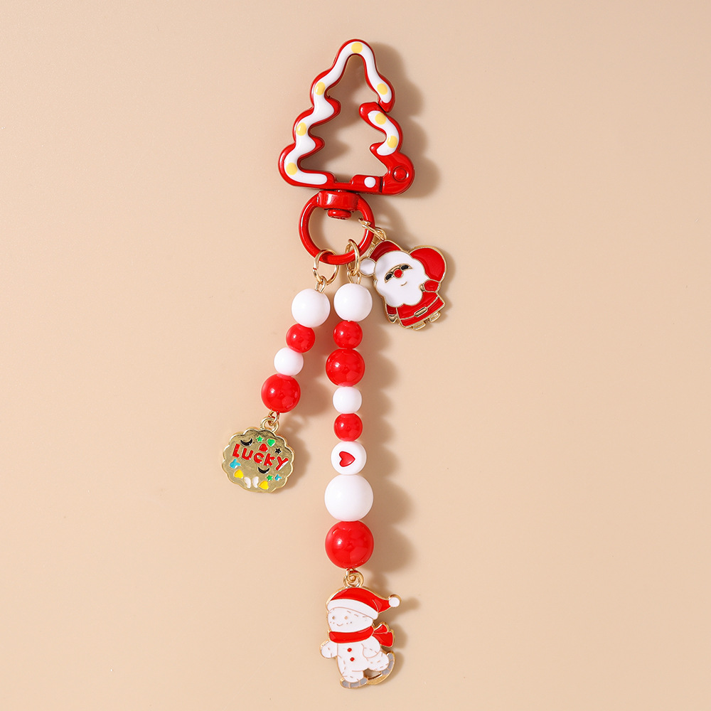 Beaded Snowman Festival Christmas Keychain Keyring Netby