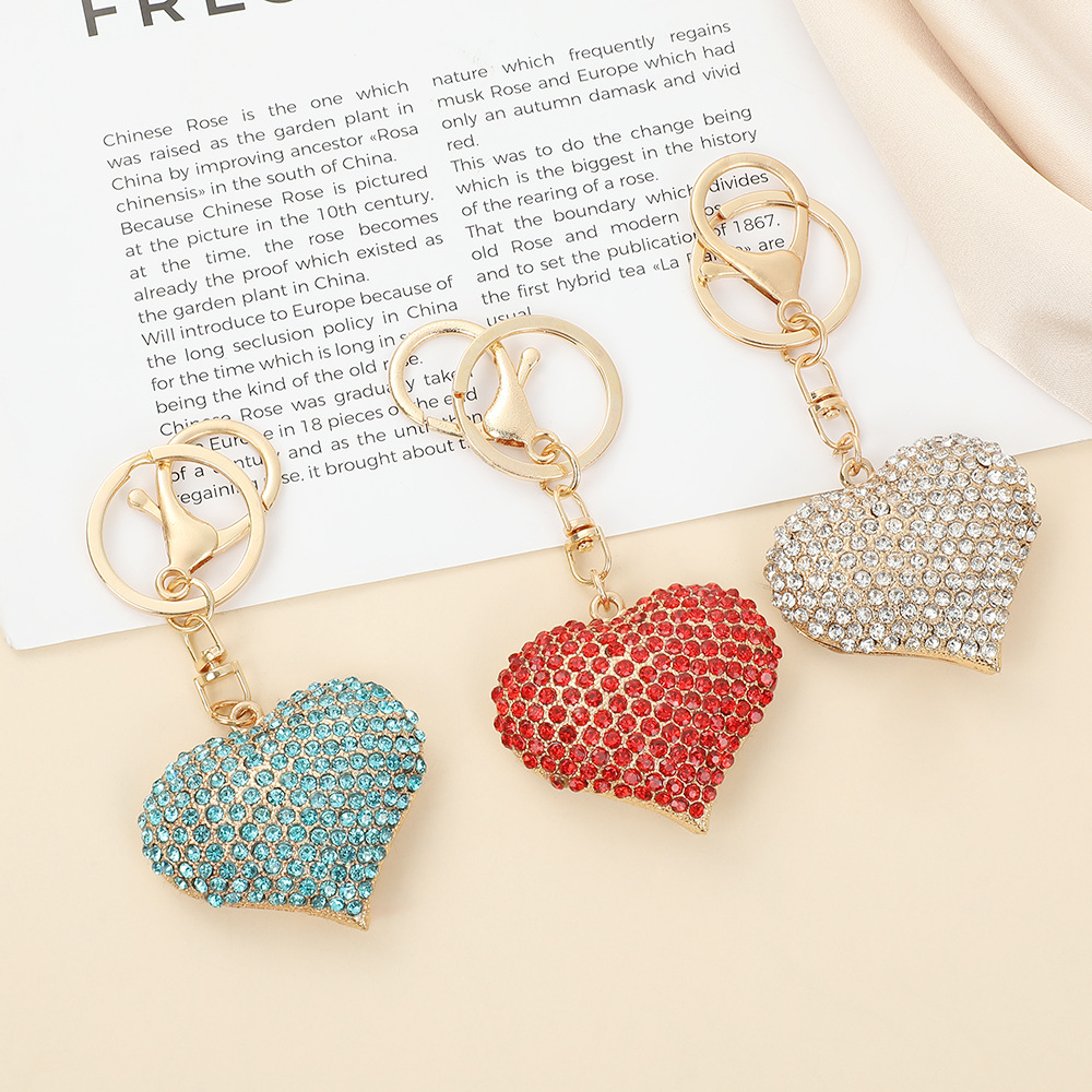 Rhinestone Love Heart Keychain Keyring Netby