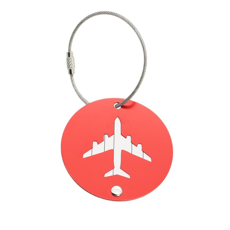 Wholesale 100 Pieces Aluminum Alloy Aircraft Boarding Passes Anti Lost Travel Backpack Luggage Tag With Key Rope Keychain Keyring Netby