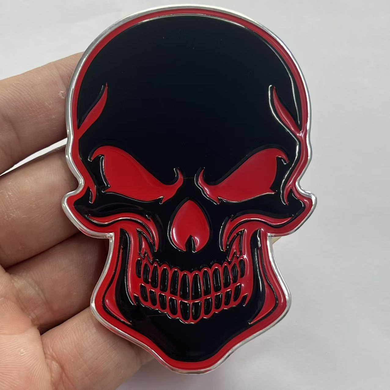 Metal Skull Car Sticker with National Flag of China USA Italy France Germany UK Netby