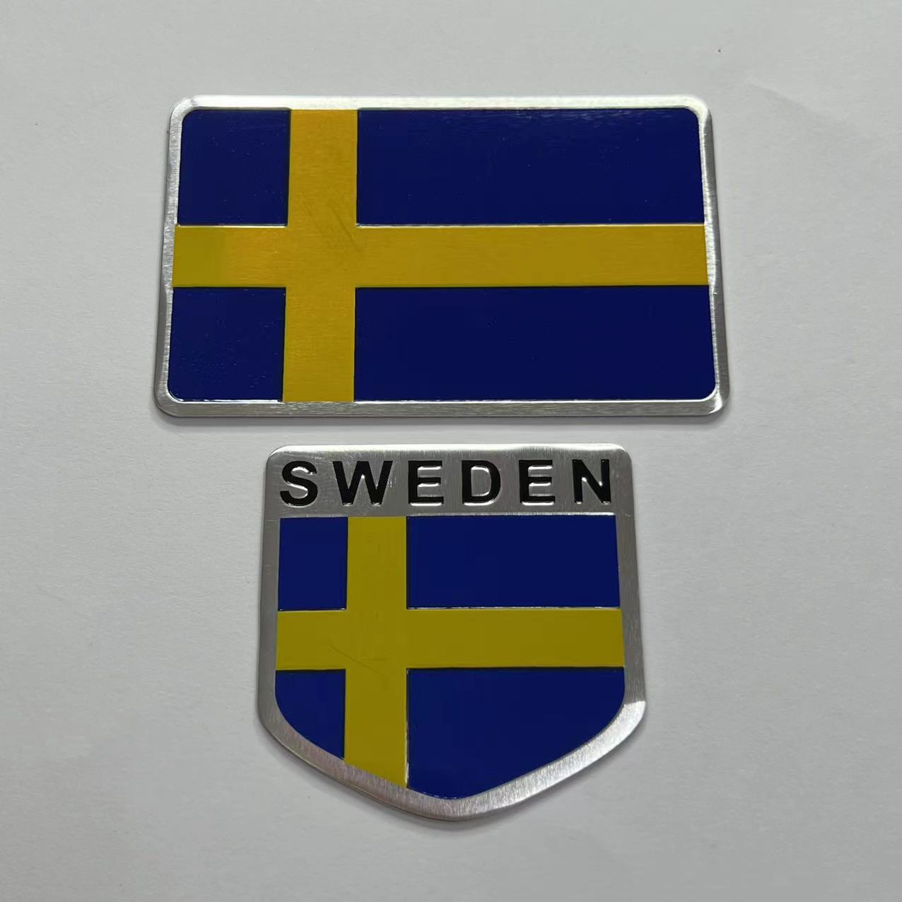 Aluminum Sweden National Flag Car Sticker Netby