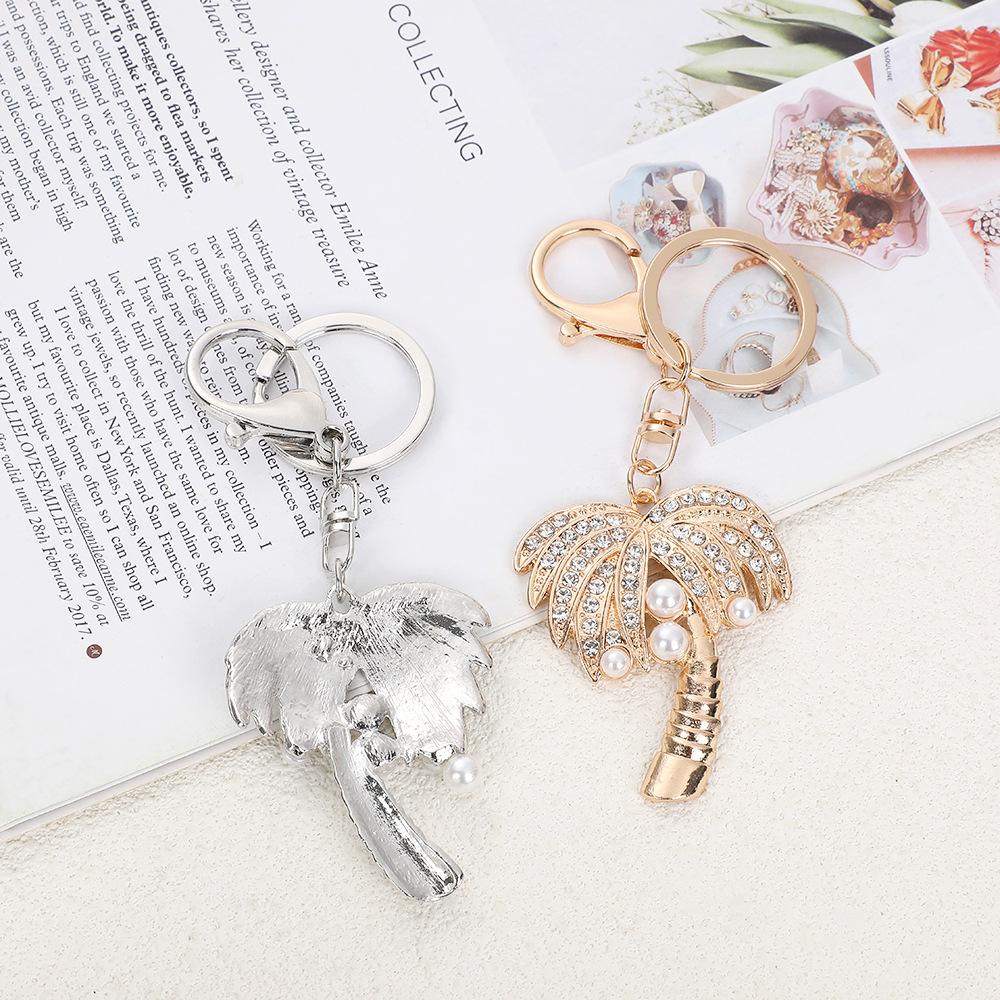 Rhinestone COCONUT TREE Keychain Keyring Netby