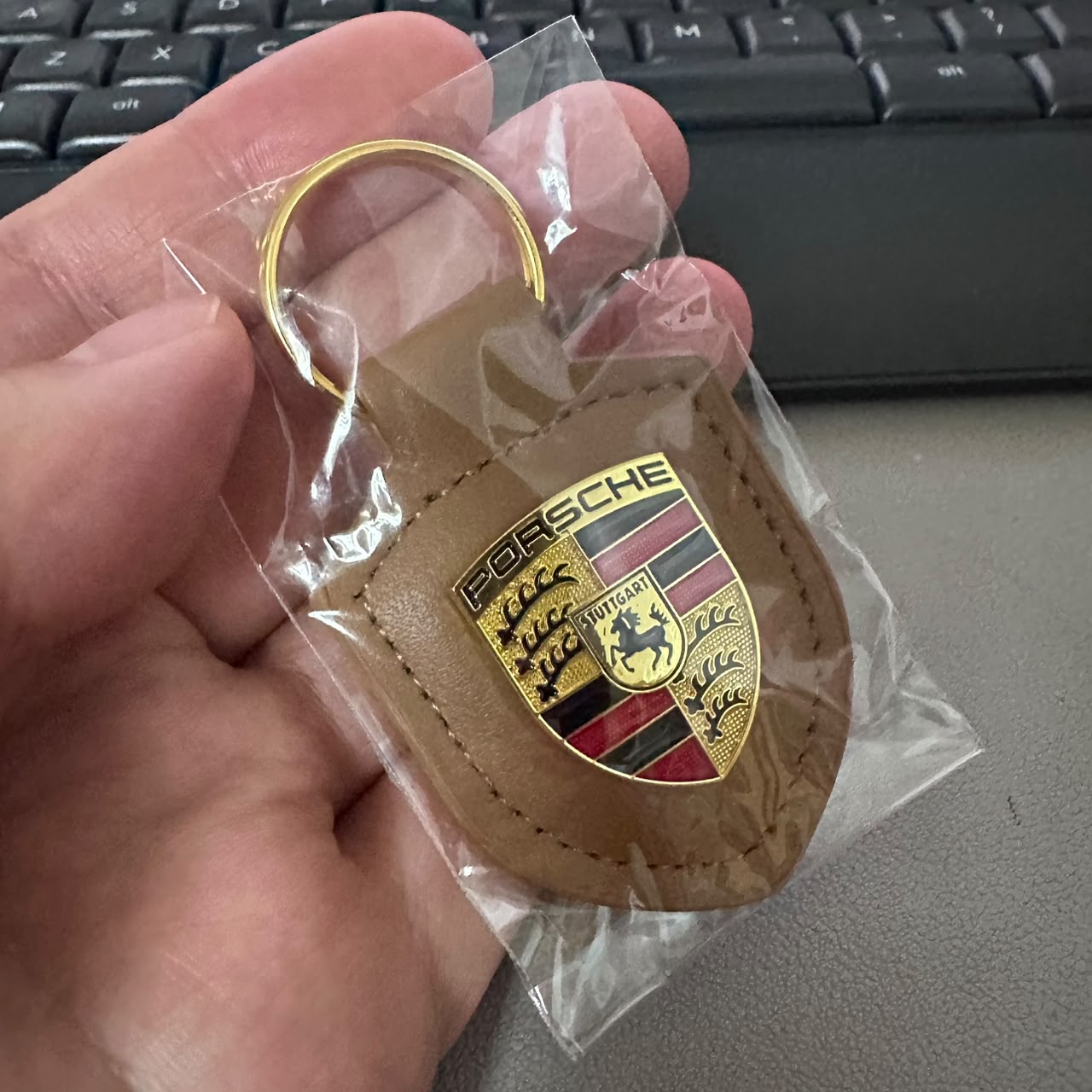 Leather Porsche Car Logo Logo Keyring Keychain Shield Shape Netby