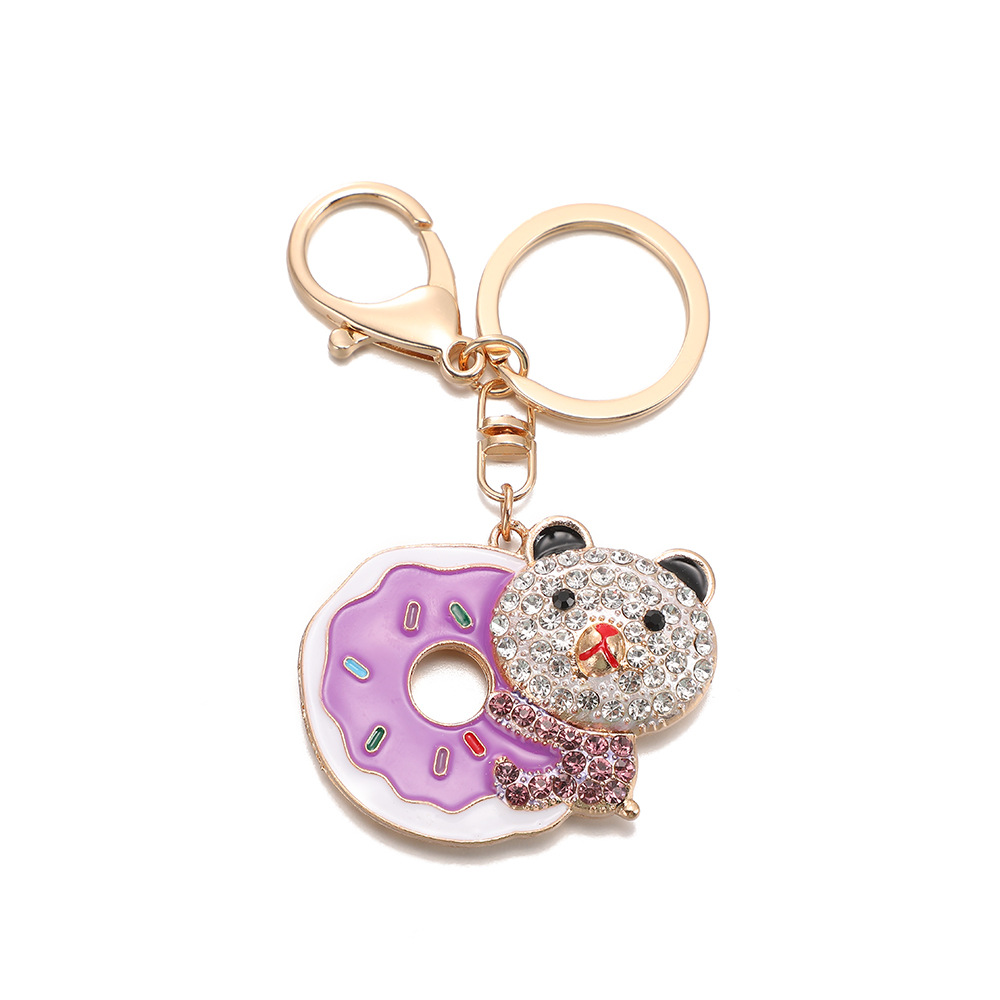 Rhinestone Donut Bear Keychain Keyring Netby