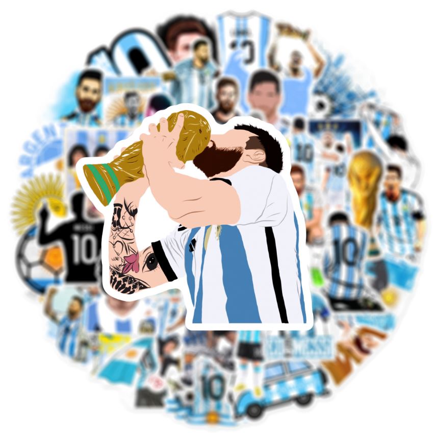 50pcs/pack Messi Maradona Argentina Football Team Soccer World Cup Waterproof Sticker Netby
