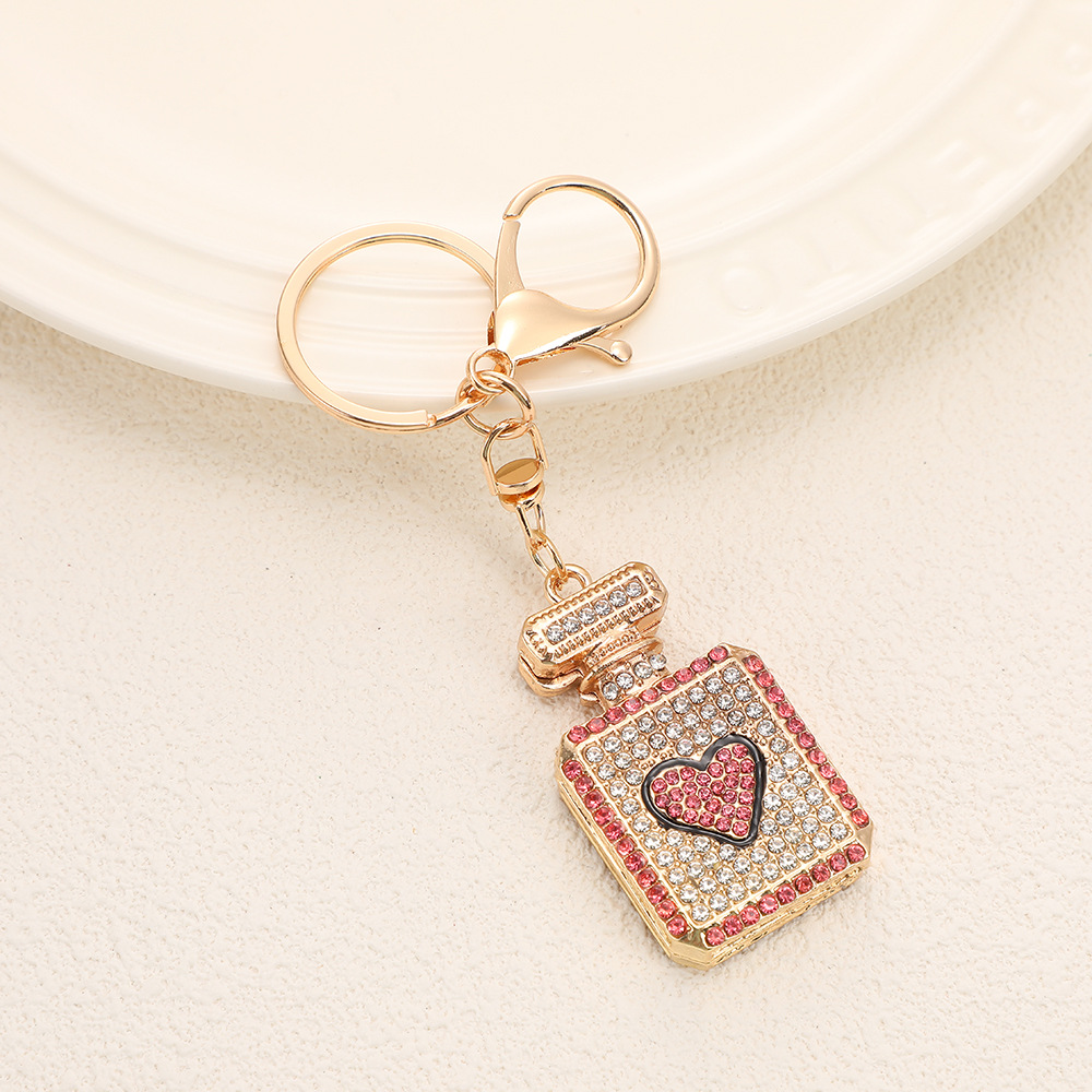 Rhinestone Love Heart Perfume Bottle Keychain Keyring Netby