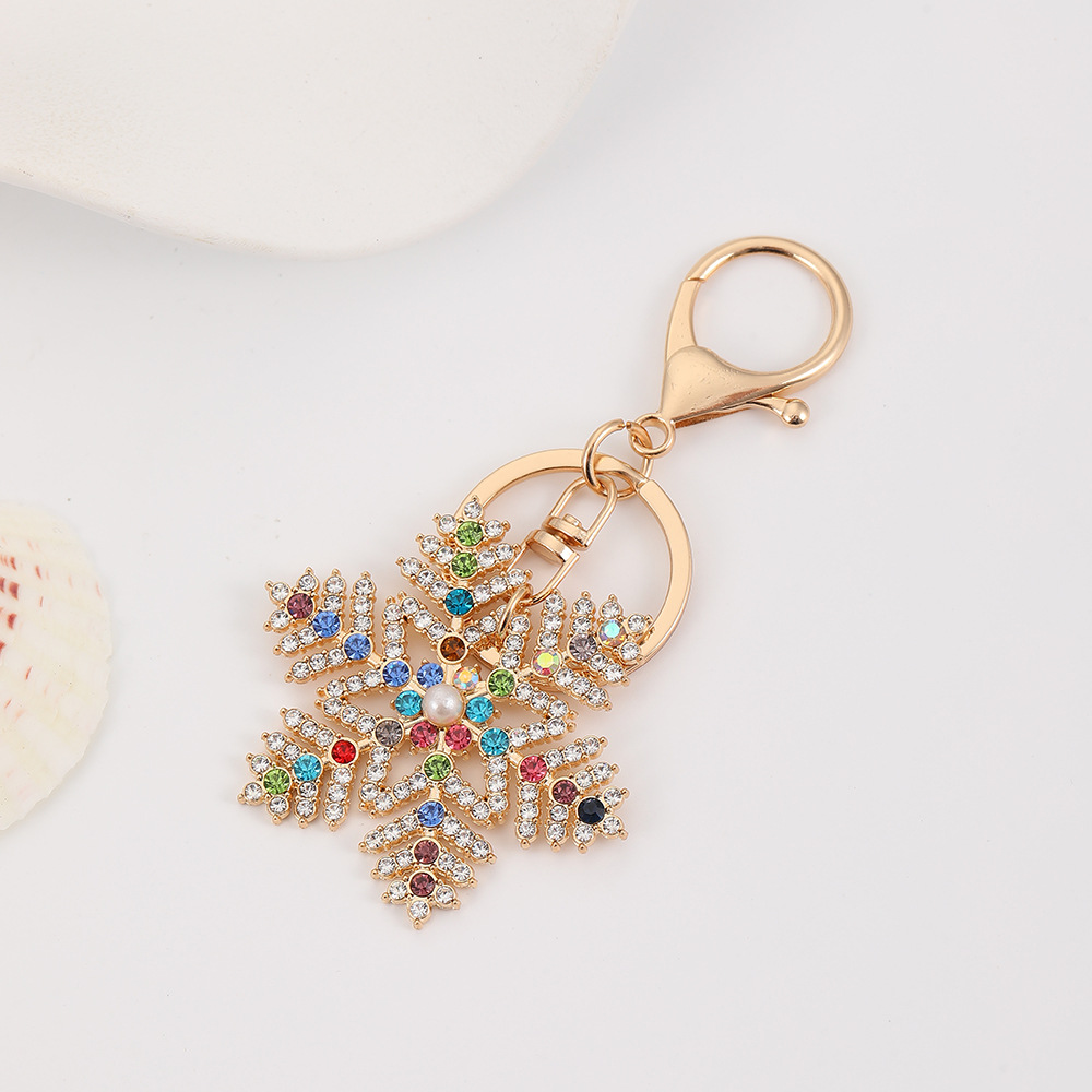 Rhinestone Christmas Snowflake Keychain Keyring Netby