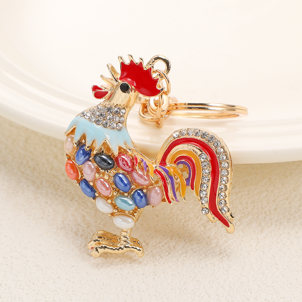 Rhinestone Rooster Keychain Keyring Netby