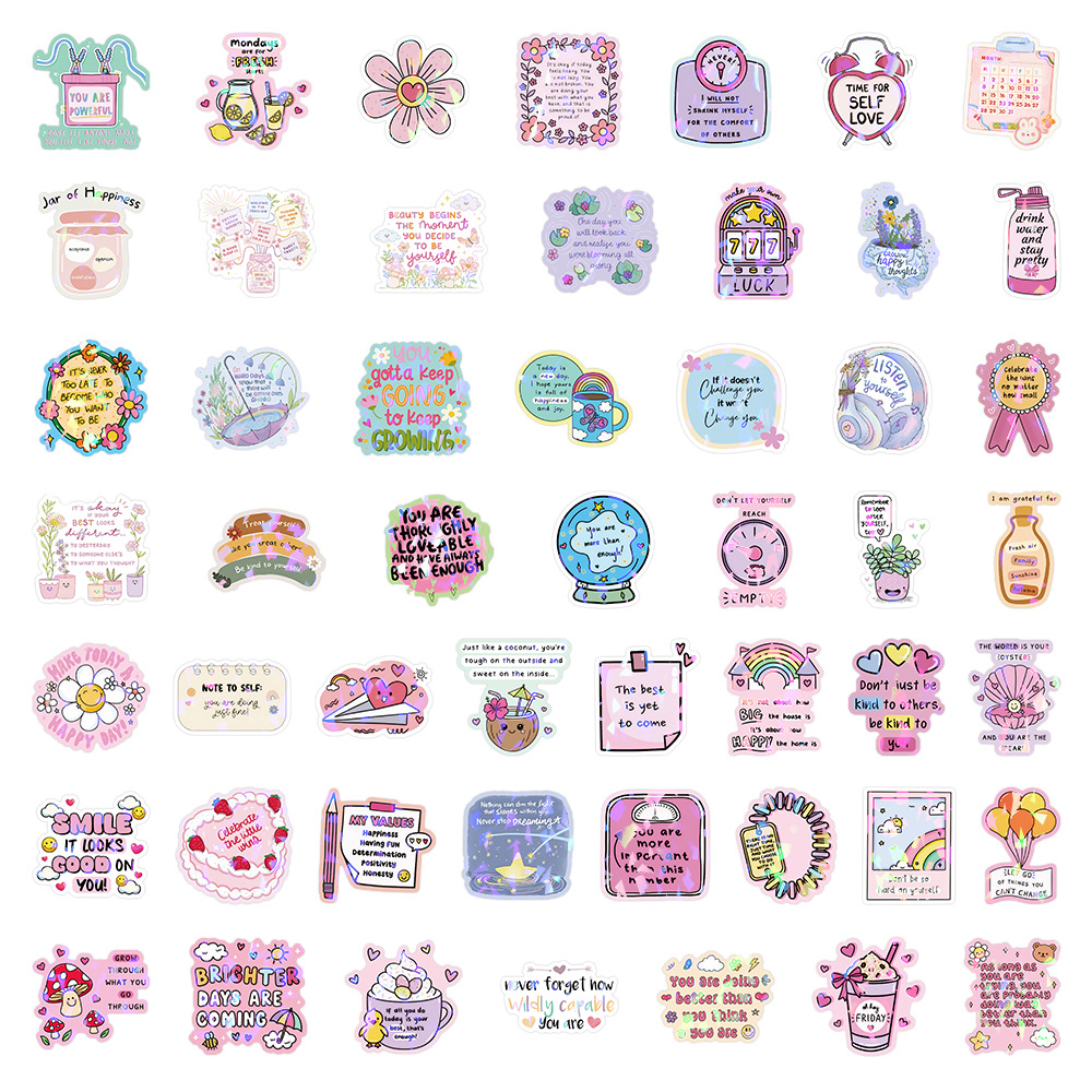 50pcs/pack Cute Text Quote Anti Water Sticker Netby