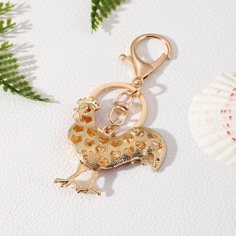 Rooster Rhinestone Keychain Keyring Netby