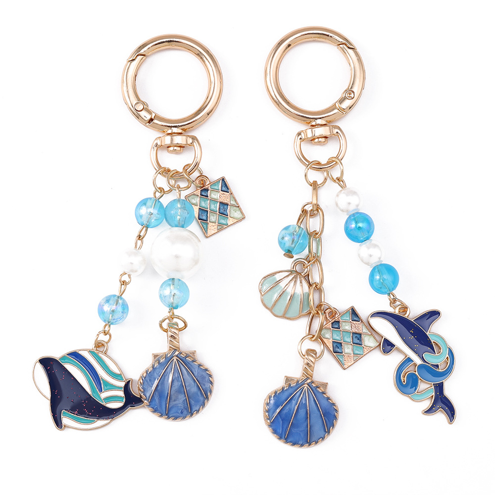 Whale Shark Shell Rhinestone Keychain Keyring Netby