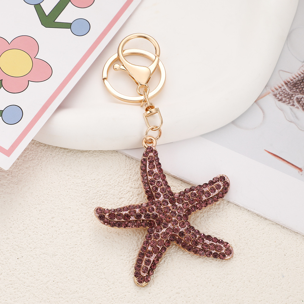 Rhinestone Starfish Keychain Keyring Netby