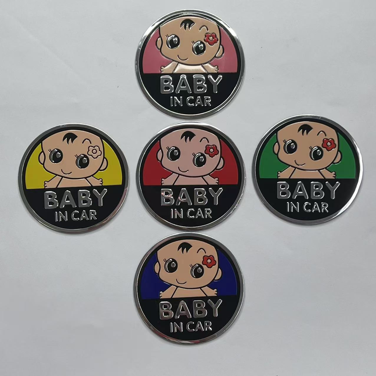 Metal BABY IN CAR Sticker Netby