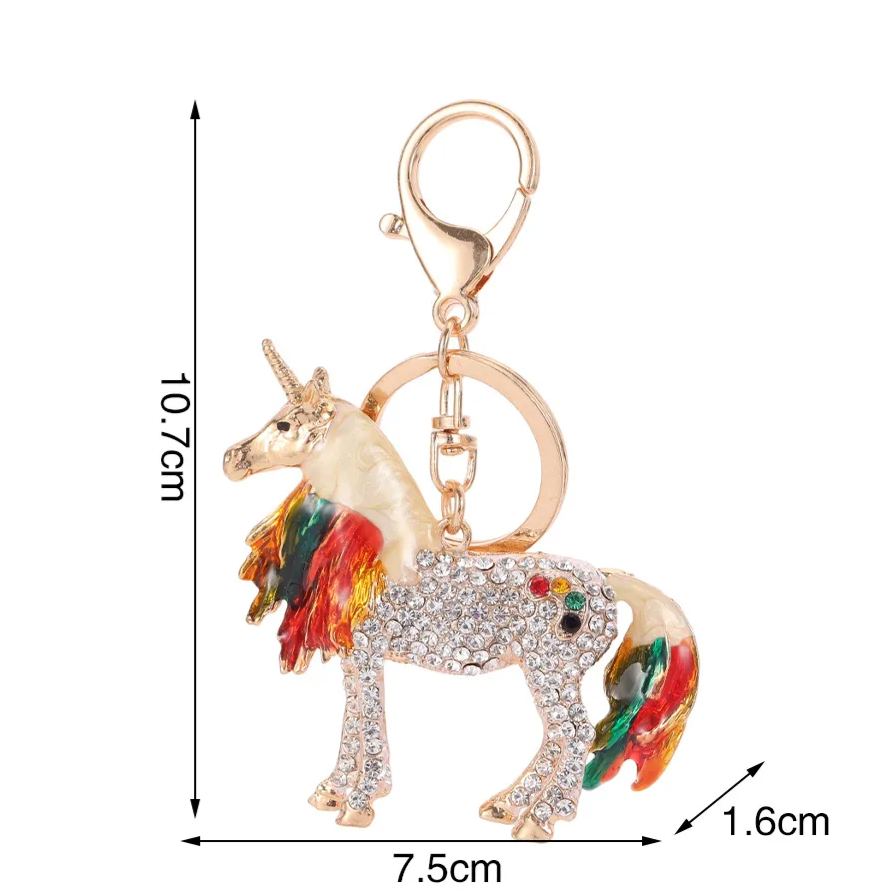 Rhinestone Unicorn Keychain Keyring Netby