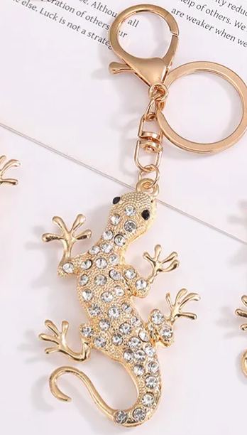Rhinestone Gecko Keychain Keyring Netby
