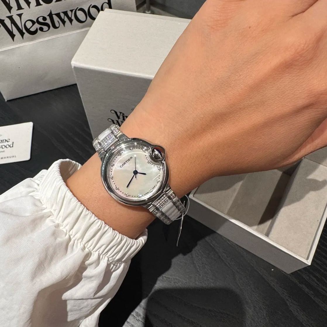 Cartier Wrist Quartz Watch Fisheye Glass Stainless Watch Band & Case Netby