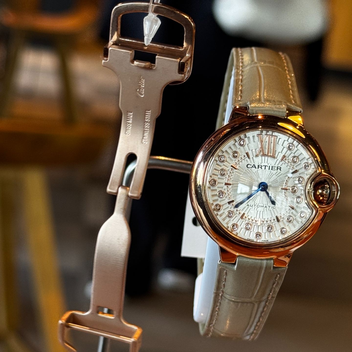 Cartier Blue Ballon Wrist Quartz Watch Fisheye Glass Silver Color Stainless Watch Band & Case Netby