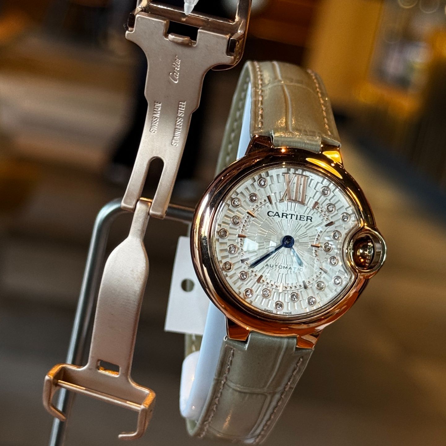 Cartier Blue Ballon Wrist Quartz Watch Fisheye Glass Silver Color Stainless Watch Band & Case Netby