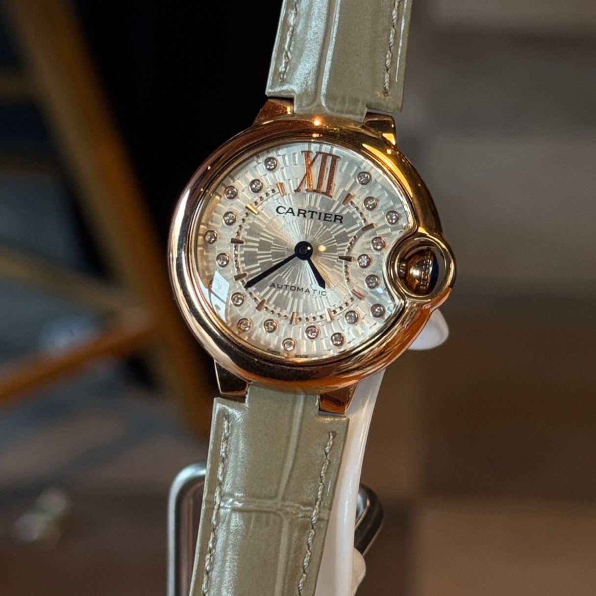 Cartier Blue Ballon Wrist Quartz Watch Fisheye Glass Silver Color Stainless Watch Band & Case Netby