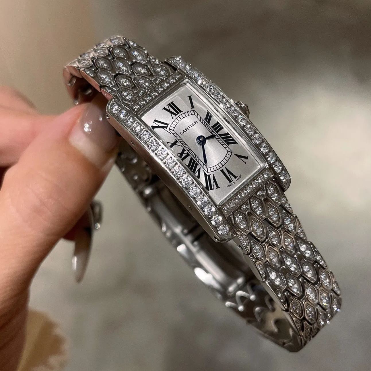 Cartier Wrist Quartz Watch Fisheye Glass Stainless Steel Watch Band Netby