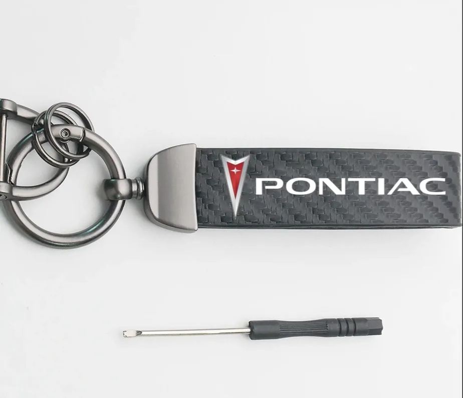 Carbon Fiber Print Pontiac Car Logo Keychain Keyring Netby