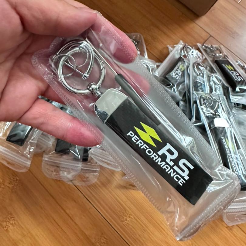 Carbon Fiber Print RENAULT SPORTS R.S. PERFORMANCE Car Logo Keychain Keyring Key Rope Netby