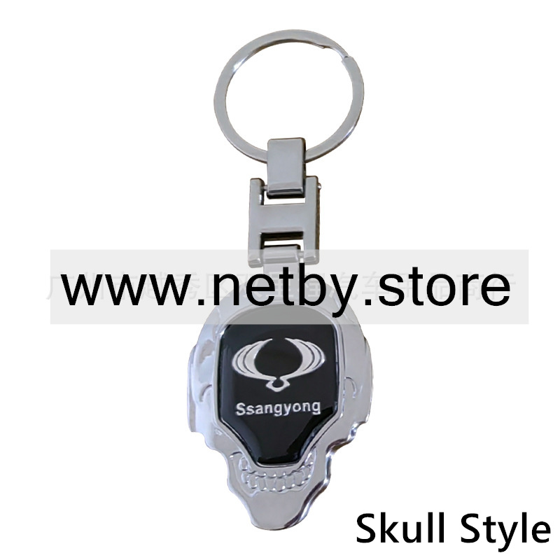 Metal H Buckle Skull Keyring Keychain Keyfob with Logo BMW AUDI BENZ VOLKSWAGEN SKODA TOYOTA BUICK CHEVROLET  Netby