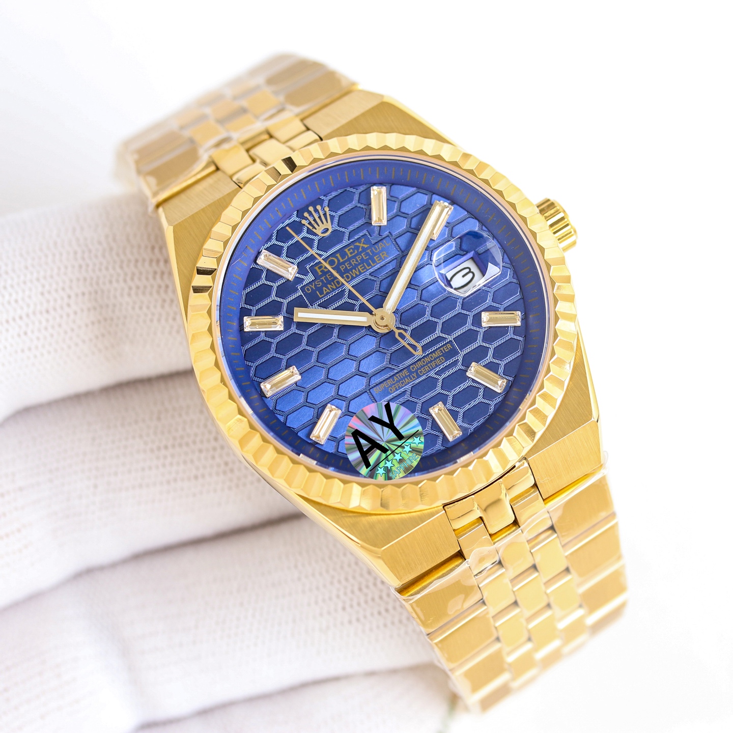 Replica Rolex Land-Dweller Wrist Watch 7135 Movement Sapphire Glass Golden Color 904 Stainless Watch Band & Case Automatic Netby
