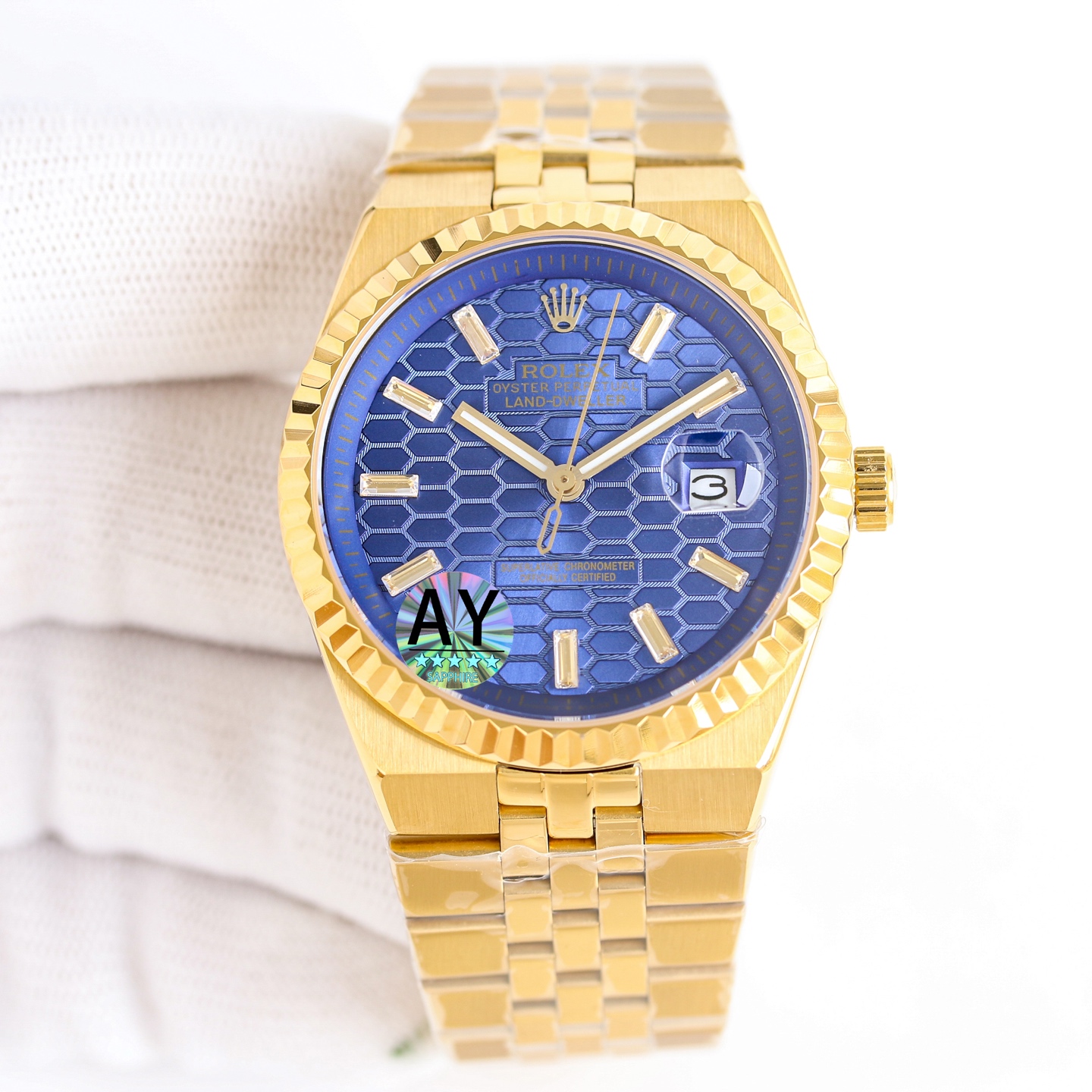 Replica Rolex Land-Dweller Wrist Watch 7135 Movement Sapphire Glass Golden Color 904 Stainless Watch Band & Case Automatic Netby